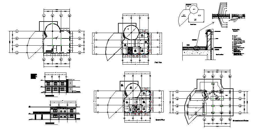 Plan of Villa 18mtr x 15mtr with a detail of excavation and footing in AutoCAD