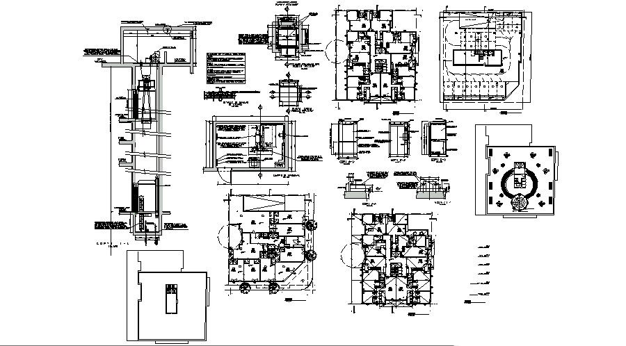 Plan of a residential and commercial building with detail dimension in dwg file