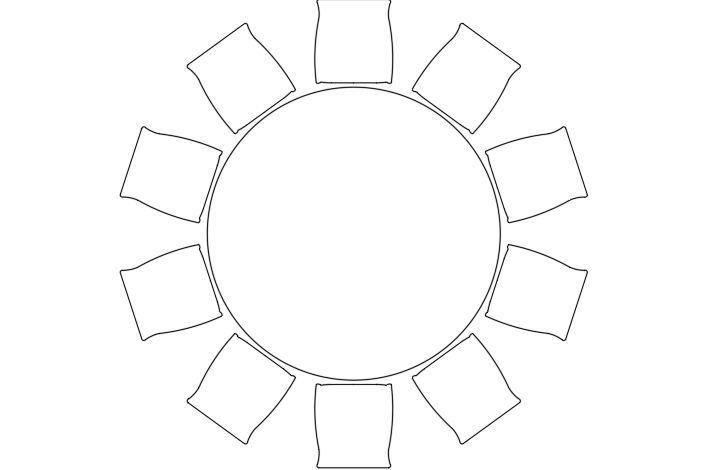 Round Table with Ten Chairs AutoCAD Plan in DWG Format