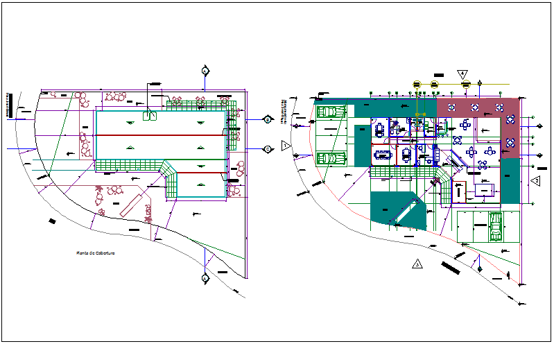Plan of administration building dwg file
