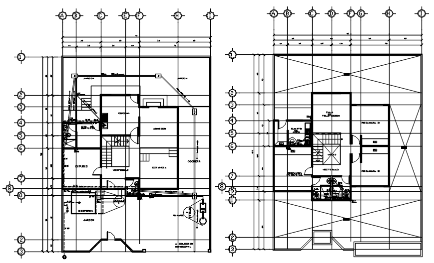 Plan of bungalow 15.00mtr x 19.08mtr with detail dimension in AutoCAD