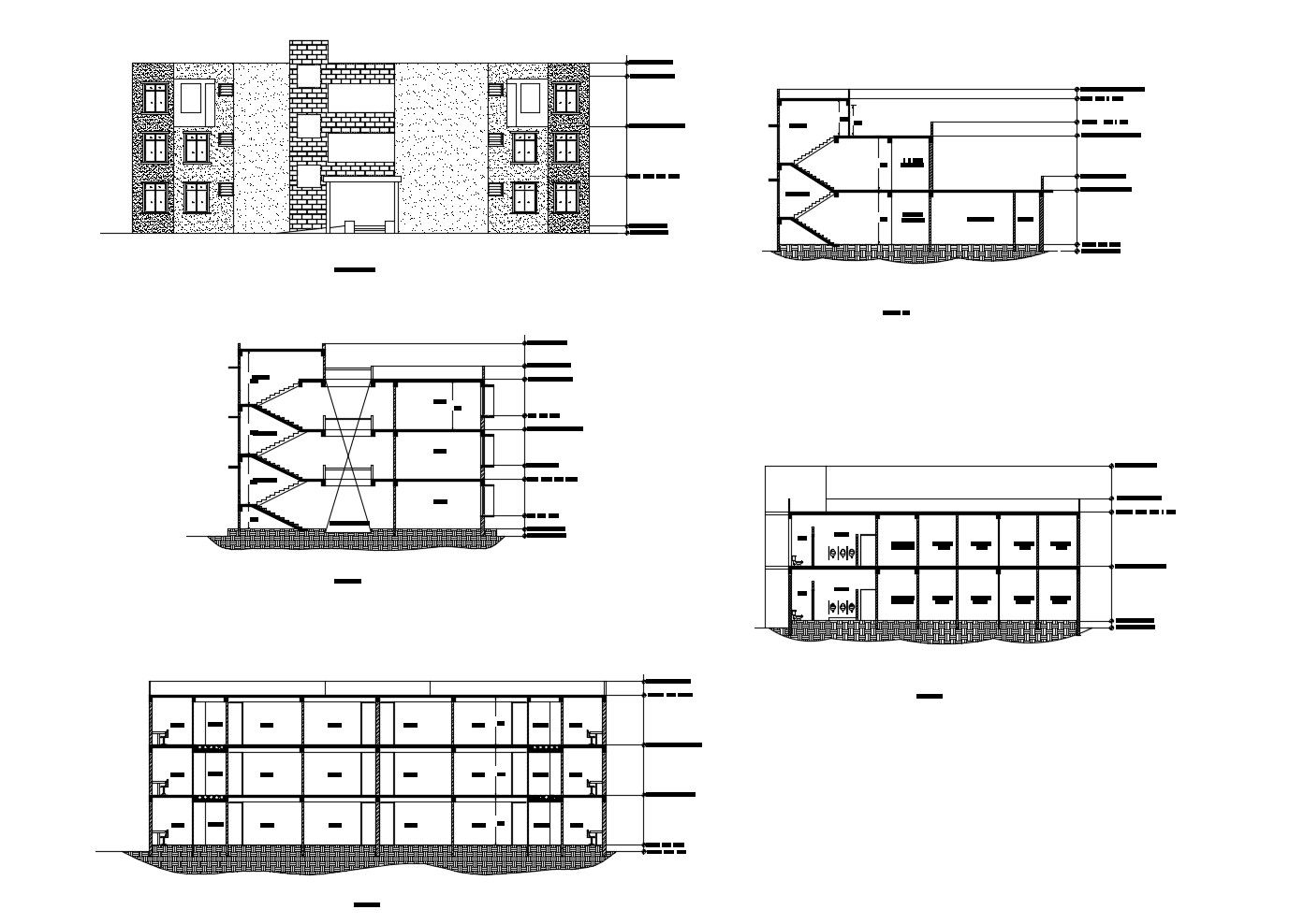 Plan of guest house building with elevation and section in dwg file