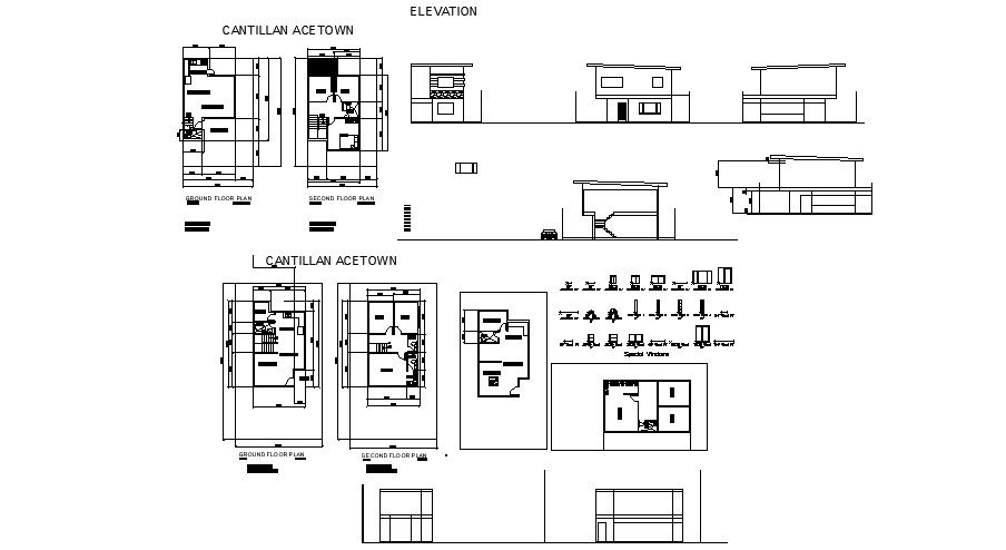 Plan of home 6.00mtr x 10.00mtr with section and elevation details in AutoCAD