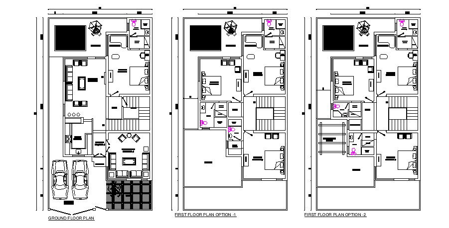 Home plan design with detail dimension in DWG file