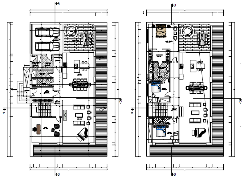 Plan of house 13.50mtr x 23.50mtr with detail dimension in dwg file
