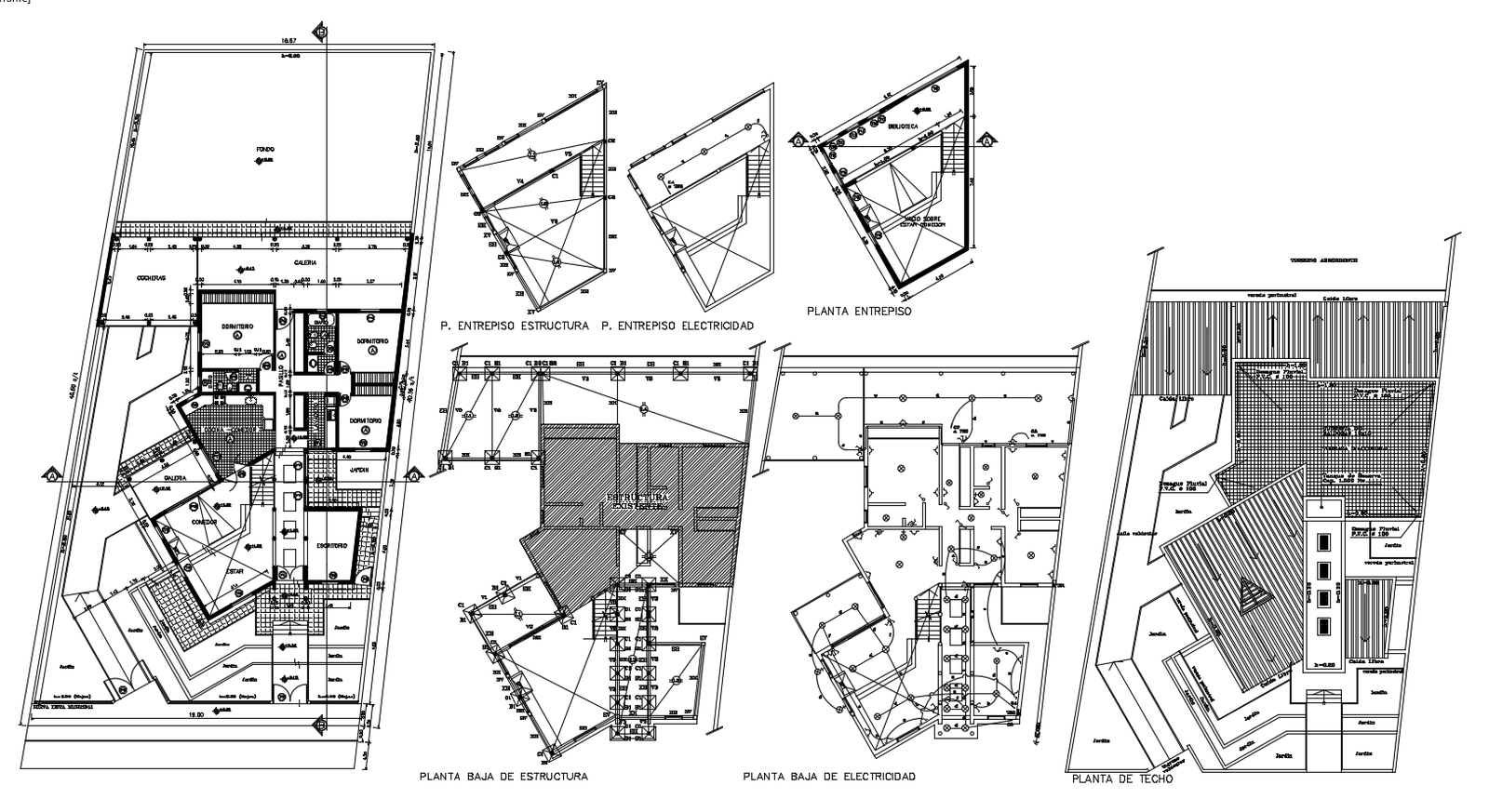 Plan of house 16.57mtr x 40.16mtr with detail dimension in dwg file
