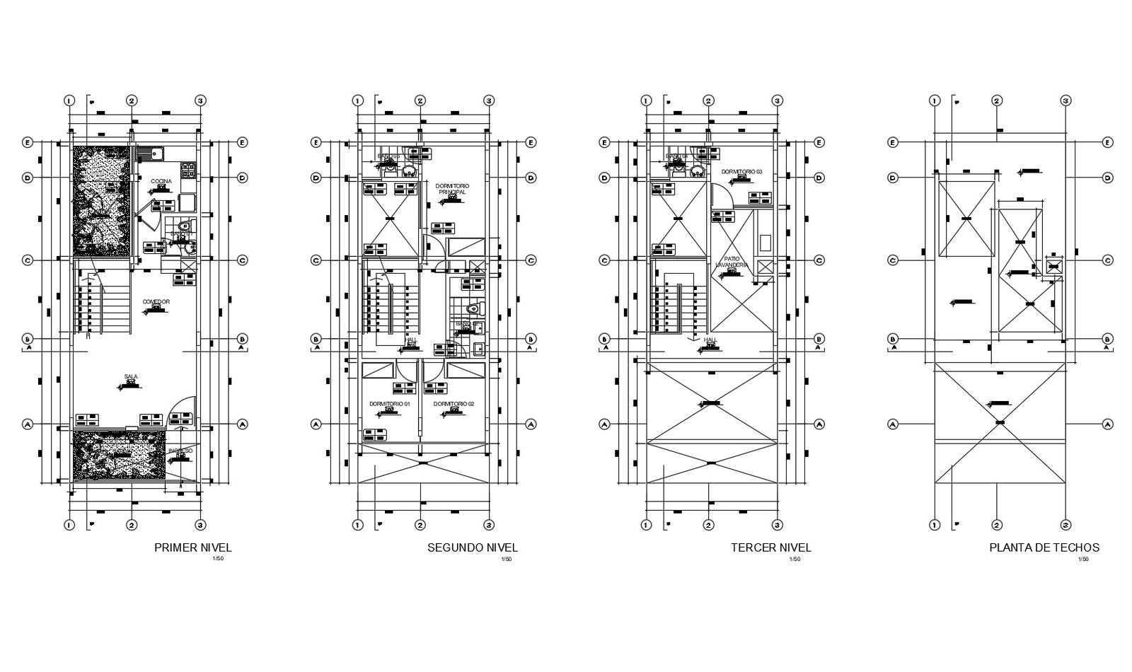 Plan of house 5.00mtr x 13.00mtr with detail dimension in dwg file