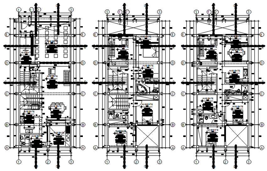 Plan of house 7.00mtr x 17.30mtr with detail dimension in autocad