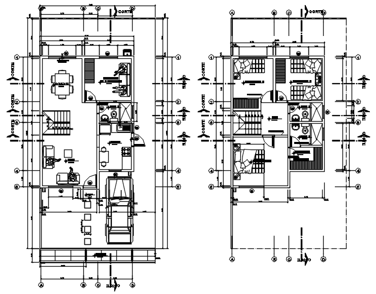 Plan of house 7.50mtr x 15.05mtr with detail dimension in autocad