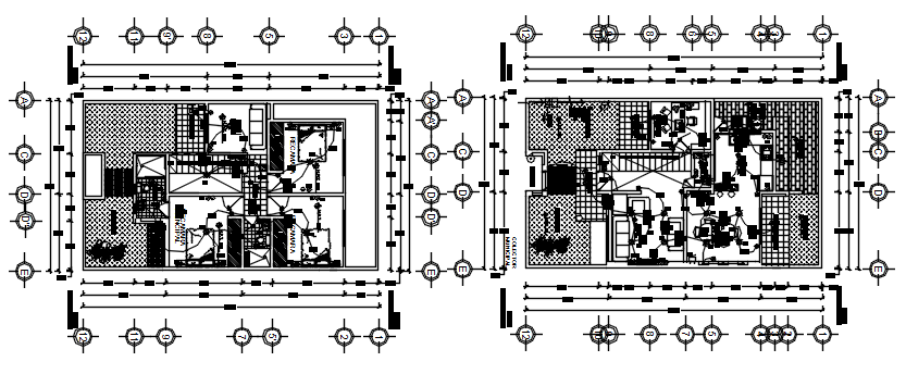 Plan of house design 15.00mtr x 8.66mtr with furniture details in dwg file