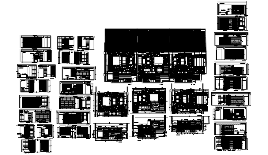 Plan of house design with different sections in dwg file