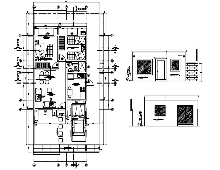 Plan of house with detail dimension in dwg file