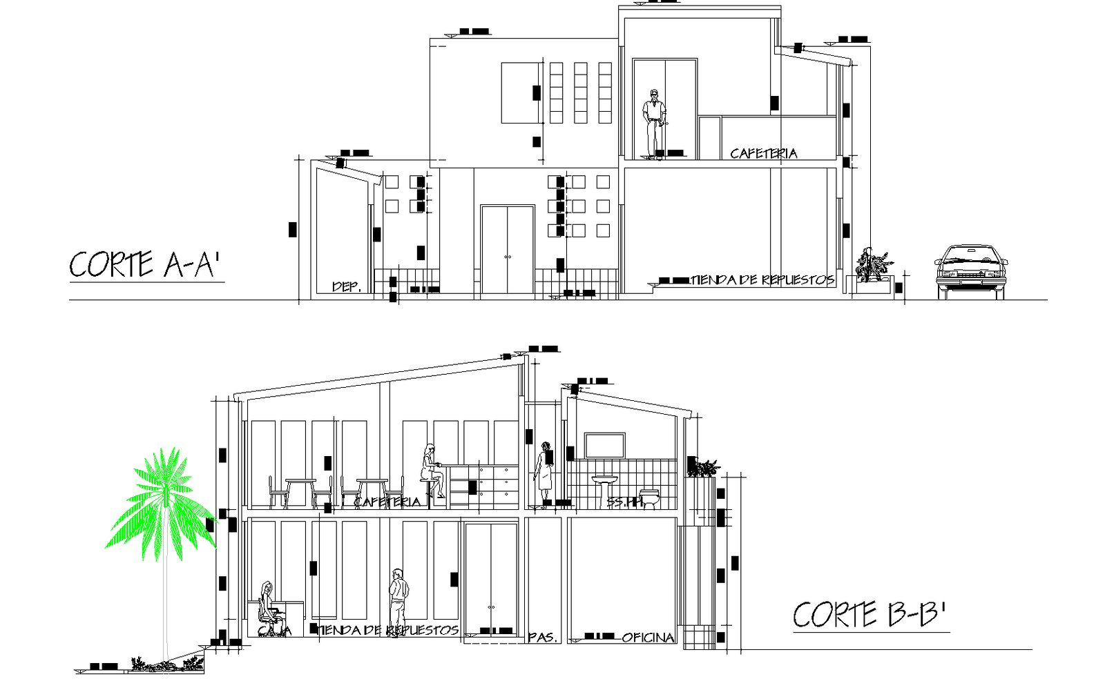 Plan of multi-brand automobile sales and service plan detail dwg file.
