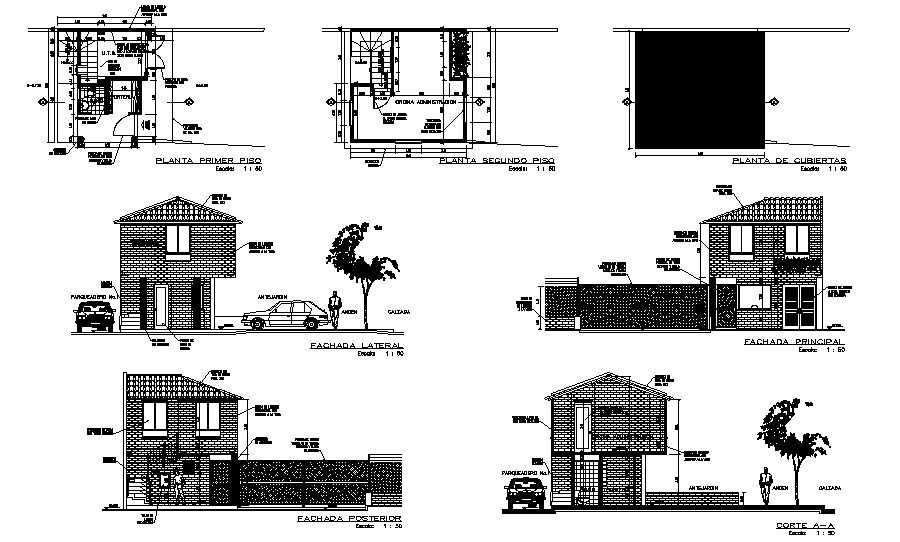 Plan of office 4.41mtr x 5.33mtr with elevation details in dwg file