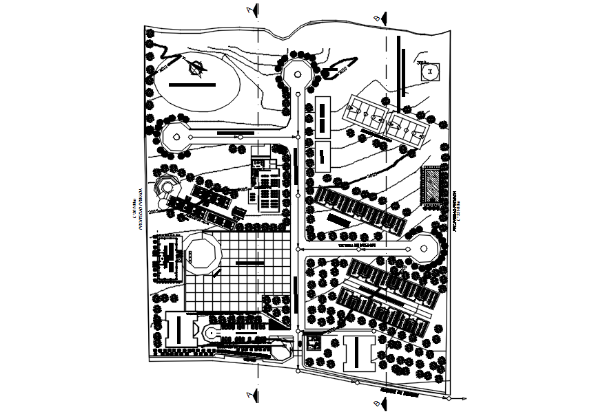 Plan of office building design in dwg file