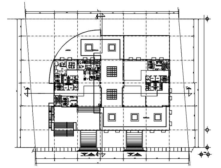 Plan of office design with detail dimension in dwg file