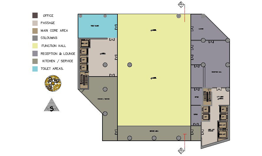 Plan of office with detail dimension in dwg file