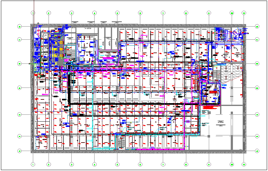 Plan of plumbing and hvac pipe line view dwg file