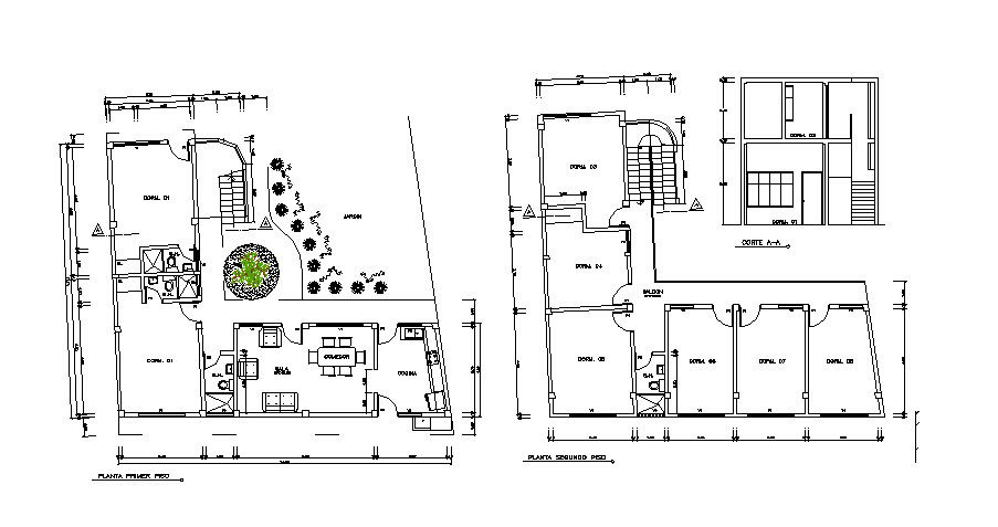 Plan of residential house 14.25mtr x 11.74mtr with elevation in dwg file
