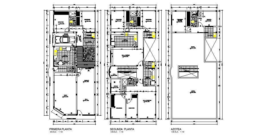 Plan of residential house with detail dimension in dwg file
