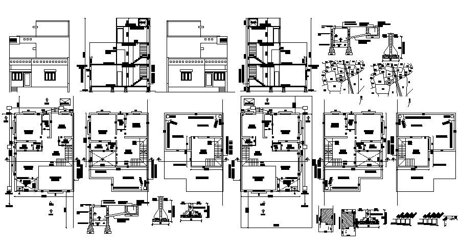 Residential House Plan Elevation Section In AutoCAD File
