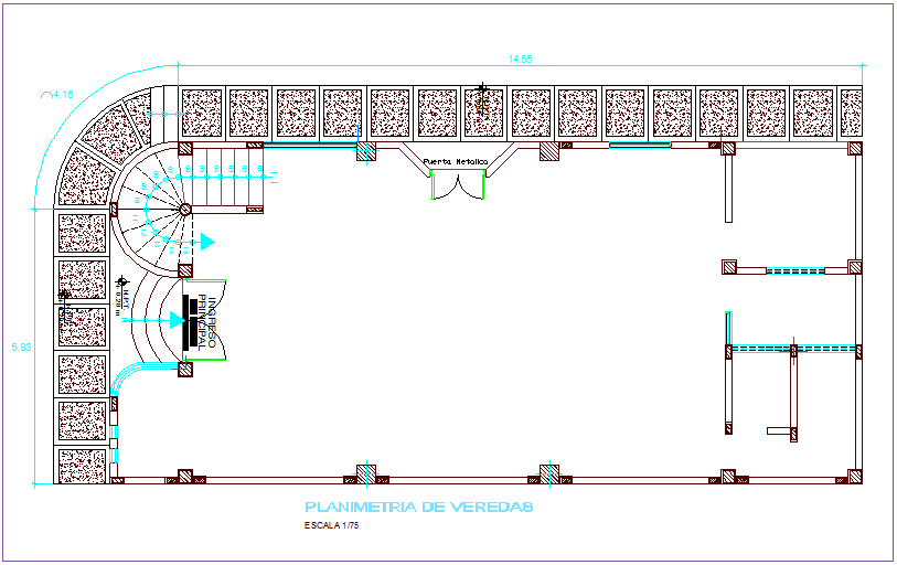 Plan of seeds with construction view of multiple use room dwg file