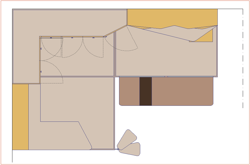Plan of single bed with furniture view dwg file