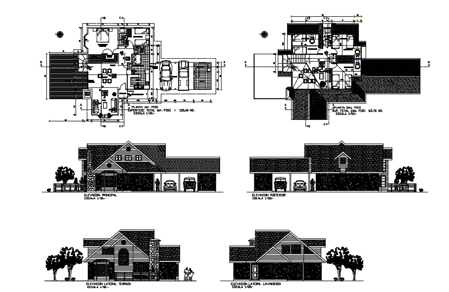 Bungalow AutoCAD Plans And Elevations