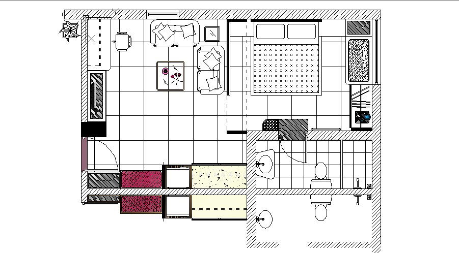 Plan of the house with furniture details in dwg file