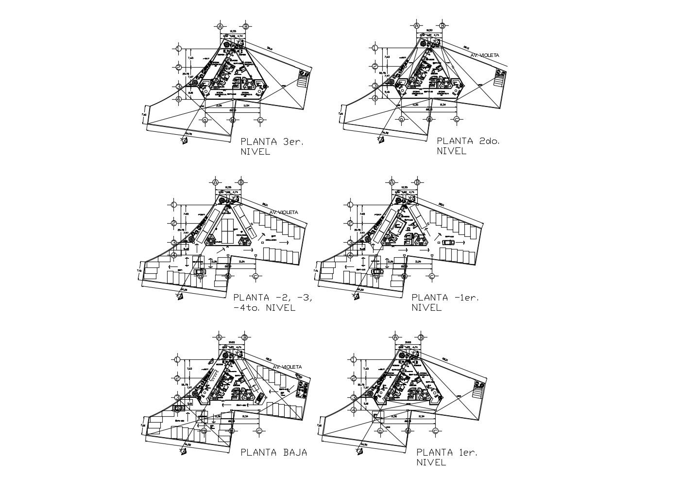 Plan of the office building with detail dimension in dwg file