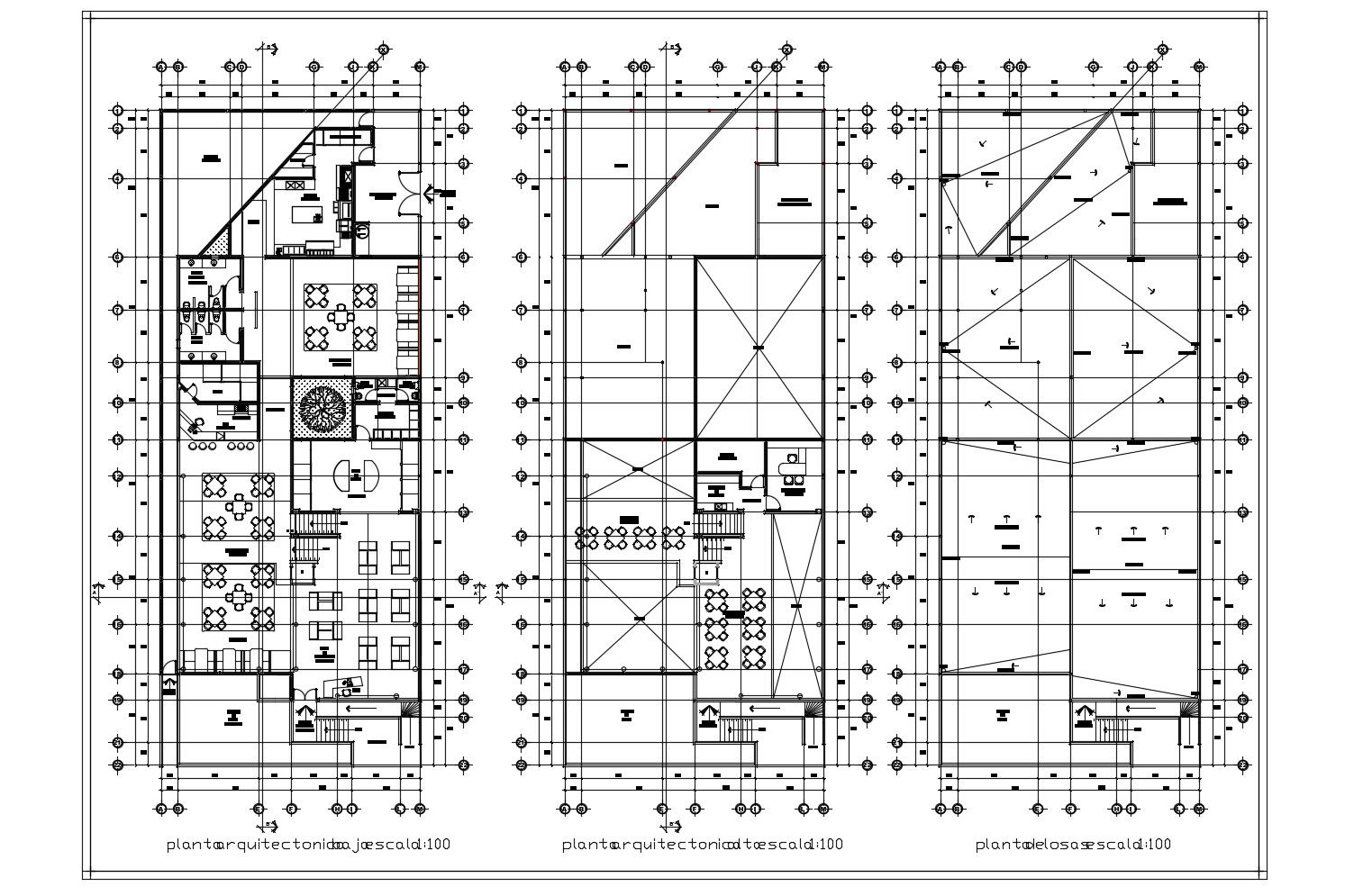 Plan of the restaurant design with detail dimension in dwg file