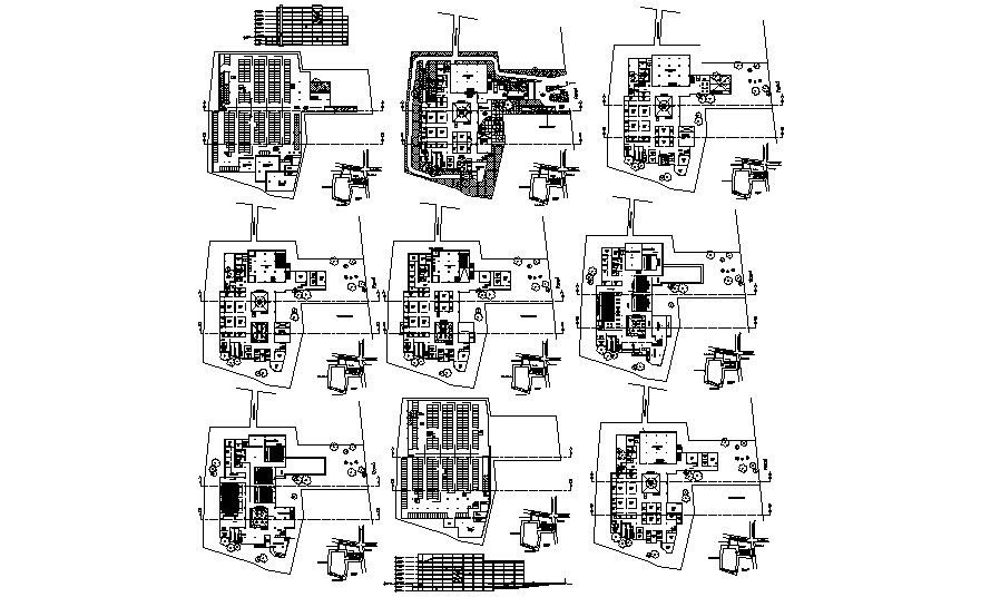 Plan of the shopping mall with section details in dwg file