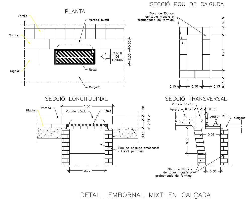 Sidewalk design with detail dimension in DWG file