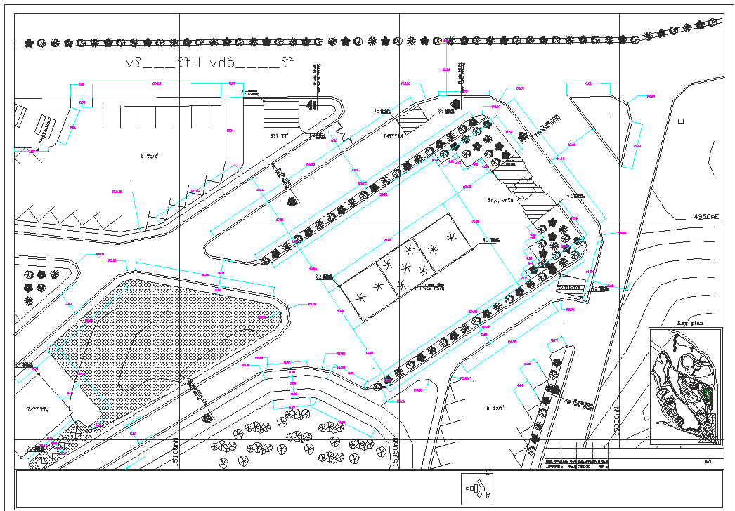 Plan view detail urban park dwg file