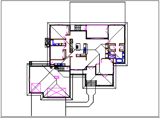 Plan view of house detail view dwg file
