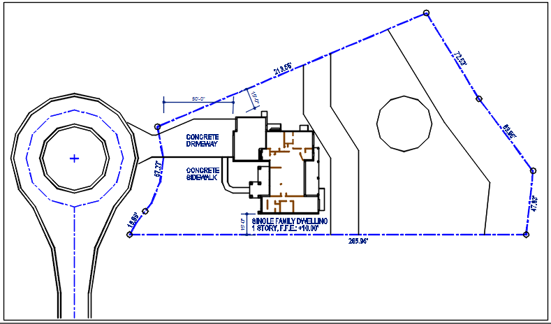 Plan view of house detail view dwg file