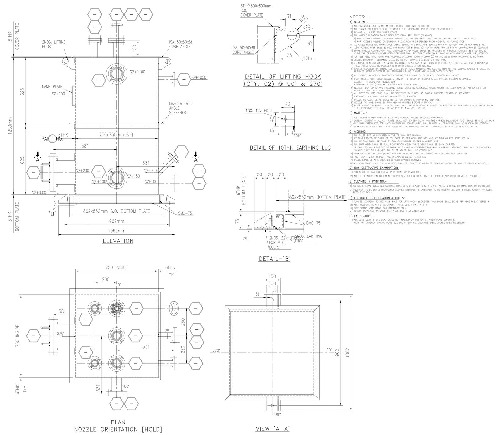Nozzle Orientation Detail DWG for Machinery AutoCAD Design