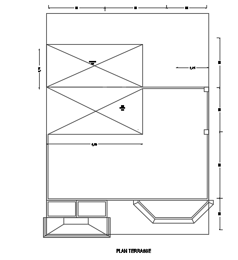 Plan RDC of the 11x14m house plan terrace layout AutoCAD drawing is given in this file