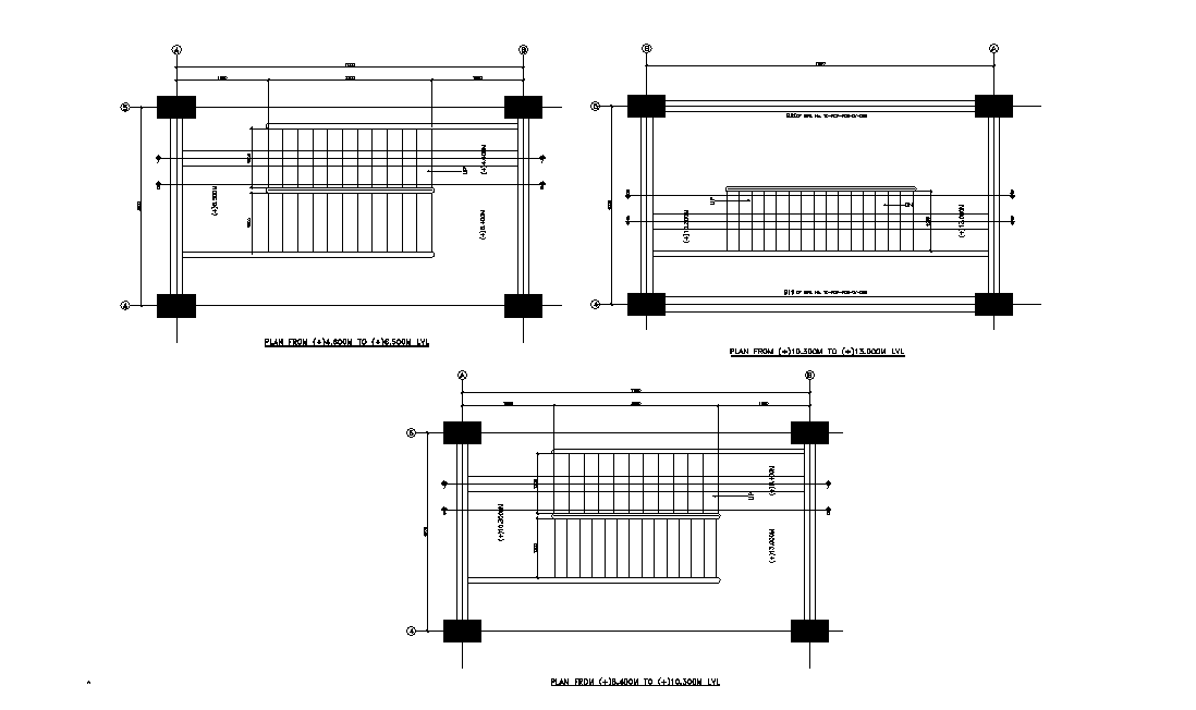 Plan and Elevation of staircase. Download AutoCAd DWG file.