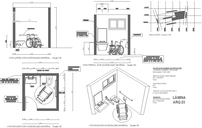 Plan and Section of Accessible Toilet Detail Design In AutoCAD File