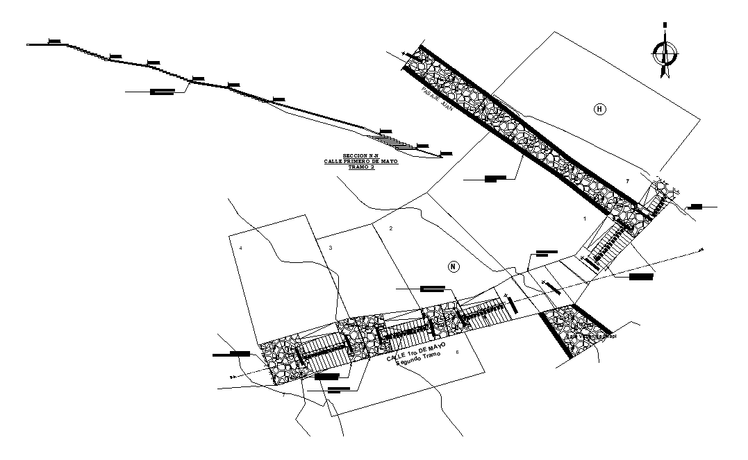 Plan and elevation view of the street road drawing