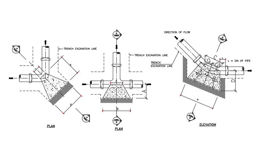 Plan and elevation view of the trench