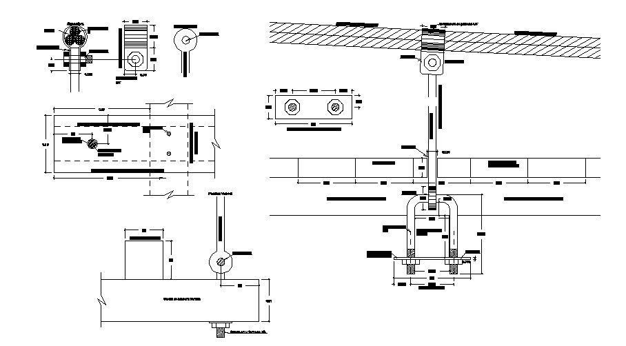 Plane suspension bridge-mystique cad construction and plan details dwg file