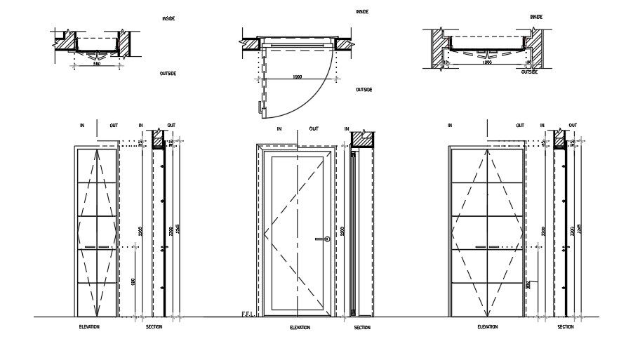 AutoCAD DWG of Door Plans Elevations and Sections for Architects