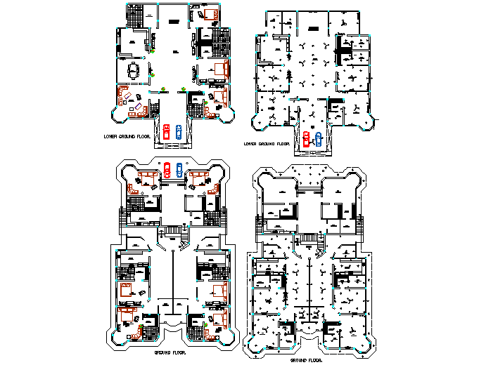 Planing one family house layout dwg file