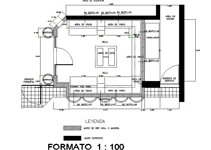 Planning Cava restaurant liquor detail dwg file
