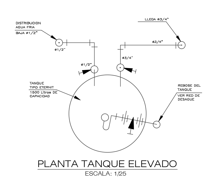 Plan of 10x10m commercial building water tank is given in this Autocad drawing file. Download the Autocad model.