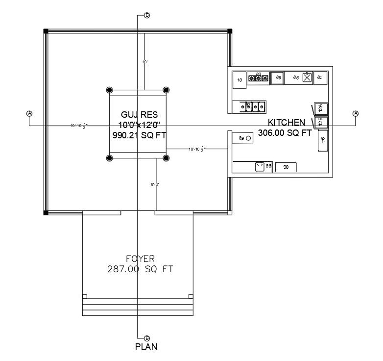 Plan of 50’x50’ restaurant is given in this Autocad drawing file.Download now.