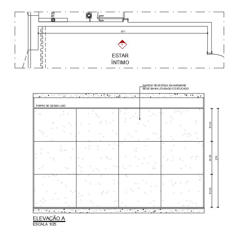 Architectural CAD Layout Showing Smooth Plaster Detail