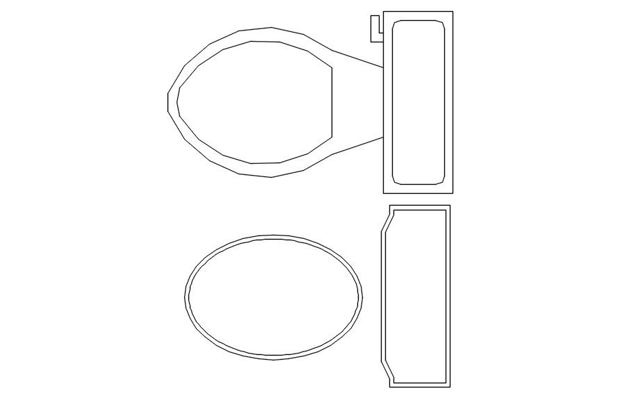 Plan of WC blocks in AutoCAD, dwg file.